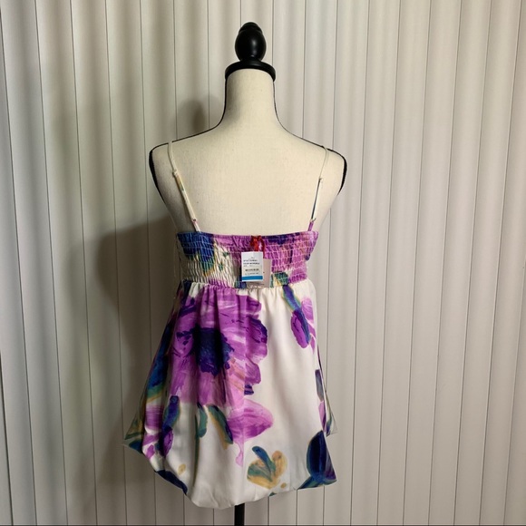 FireLA White Floral Bubble Skirt Mini Dress w/ Bow - Picture 2 of 13